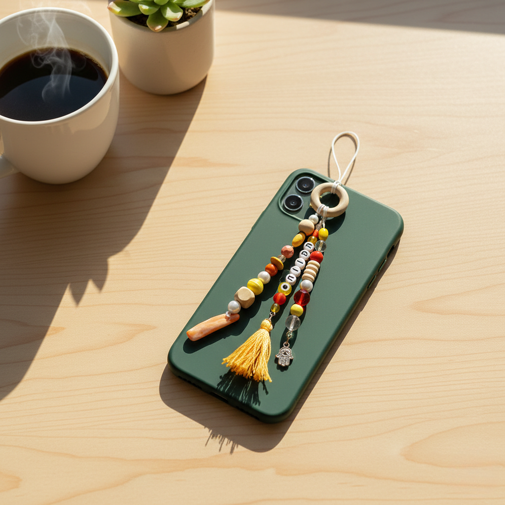 מחזיק מפתחות /טלפון בעבודת יד 